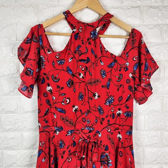 Shoshanna Red Floral Silk Dress Size 8 - Picture 5 of 12